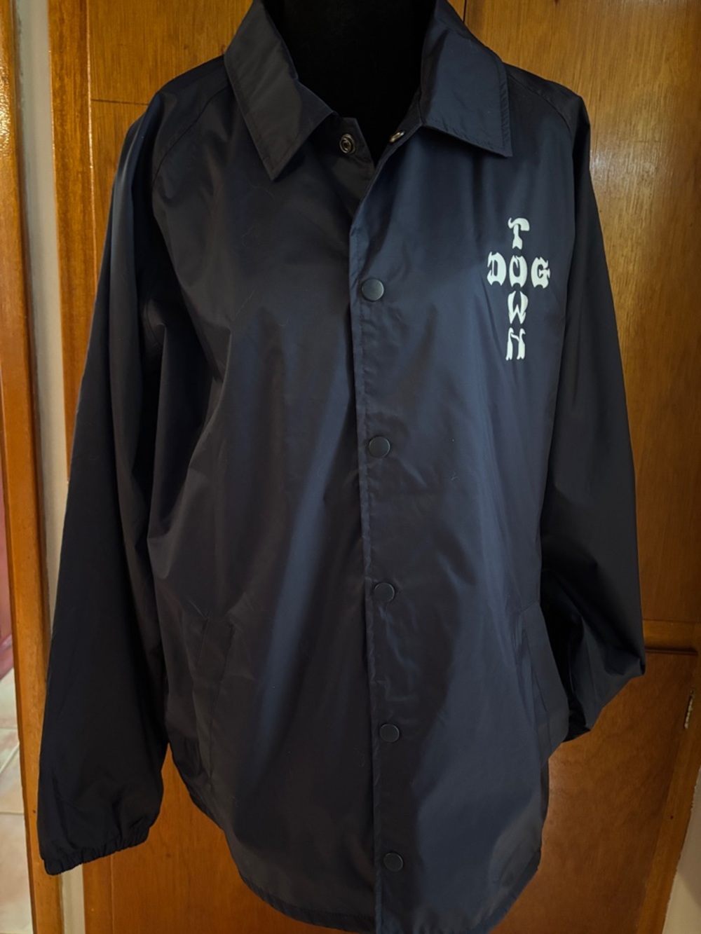 Dogtown Blue Jacket Windbreaker with White Printed Dogtown Logo SZ L NEW